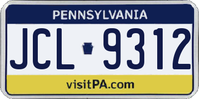 PA license plate JCL9312
