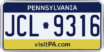 PA license plate JCL9316