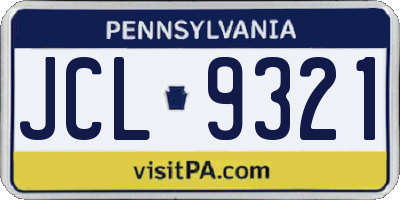 PA license plate JCL9321