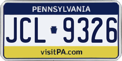 PA license plate JCL9326