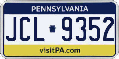 PA license plate JCL9352