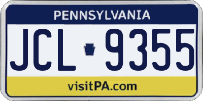 PA license plate JCL9355