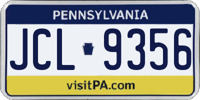 PA license plate JCL9356