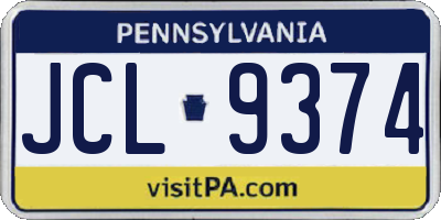 PA license plate JCL9374