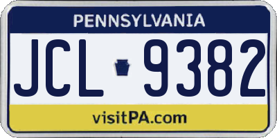 PA license plate JCL9382