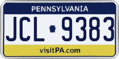 PA license plate JCL9383