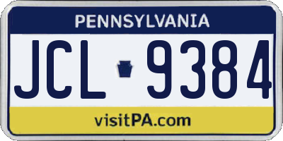 PA license plate JCL9384