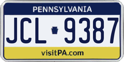 PA license plate JCL9387