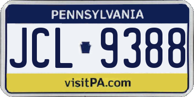 PA license plate JCL9388