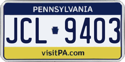 PA license plate JCL9403