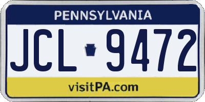 PA license plate JCL9472