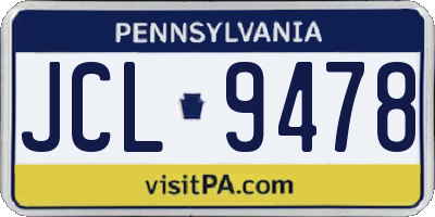 PA license plate JCL9478