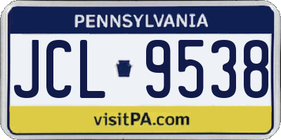 PA license plate JCL9538