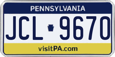 PA license plate JCL9670