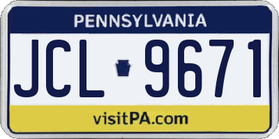 PA license plate JCL9671