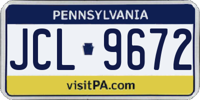 PA license plate JCL9672