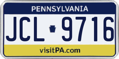 PA license plate JCL9716