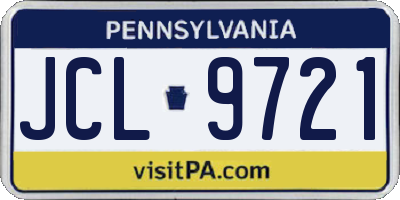 PA license plate JCL9721