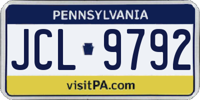 PA license plate JCL9792
