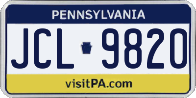 PA license plate JCL9820