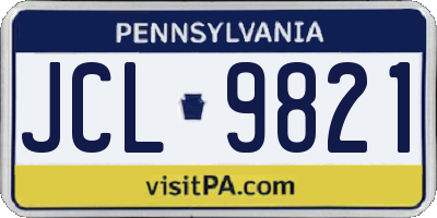 PA license plate JCL9821