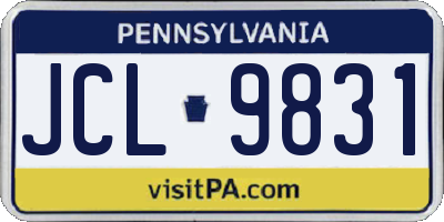 PA license plate JCL9831