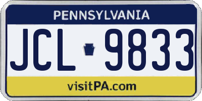 PA license plate JCL9833