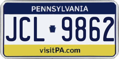 PA license plate JCL9862