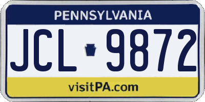 PA license plate JCL9872