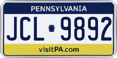 PA license plate JCL9892