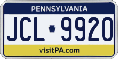 PA license plate JCL9920