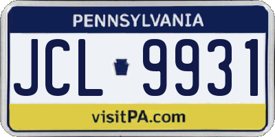 PA license plate JCL9931