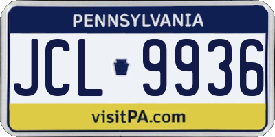 PA license plate JCL9936