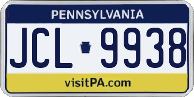PA license plate JCL9938