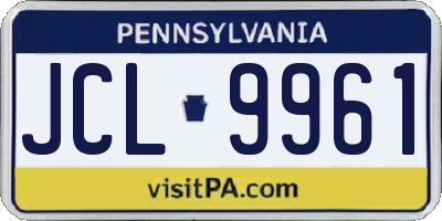 PA license plate JCL9961