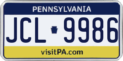 PA license plate JCL9986