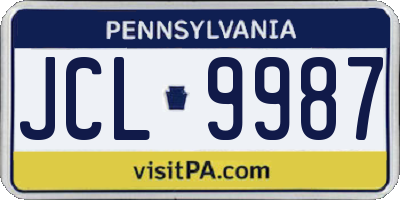 PA license plate JCL9987