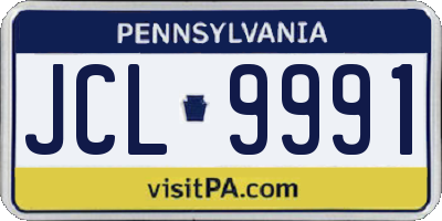 PA license plate JCL9991