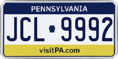 PA license plate JCL9992