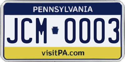 PA license plate JCM0003