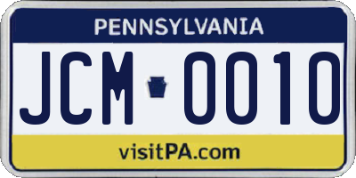 PA license plate JCM0010