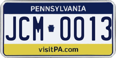 PA license plate JCM0013