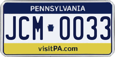 PA license plate JCM0033