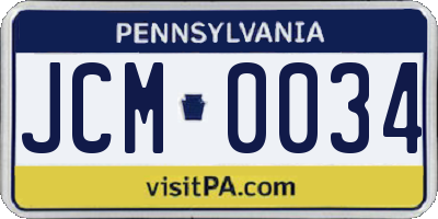 PA license plate JCM0034