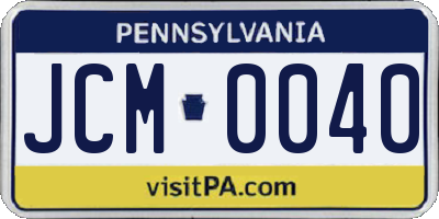 PA license plate JCM0040