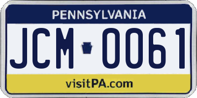 PA license plate JCM0061