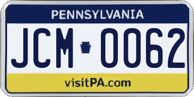 PA license plate JCM0062