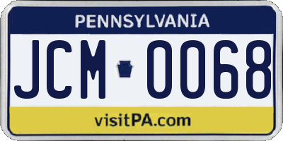 PA license plate JCM0068
