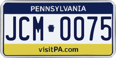 PA license plate JCM0075