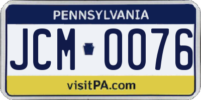 PA license plate JCM0076